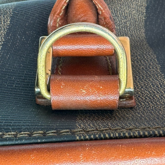 Fendi-Authentic- Pecan Canvas Boston Bag Brown / Black - Picture 9 of 16